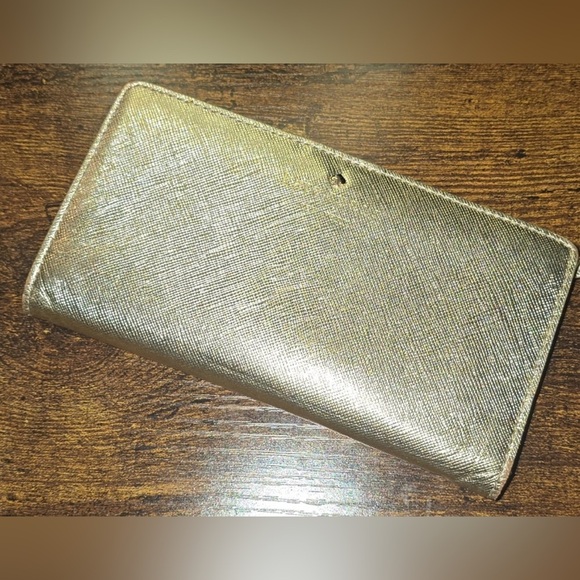 KATE SPADE Gold MetallicBifold Wallet - Picture 1 of 6